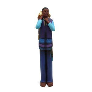 MEXICAN Folk Art CLAY Man With Lillies Flower Basket On His Back Figurine 15"